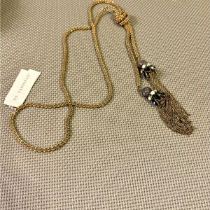 Gold Beaded Necklace with Tassels